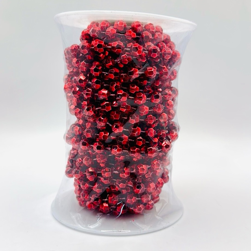 Shiny Metallic Red Beaded Garland